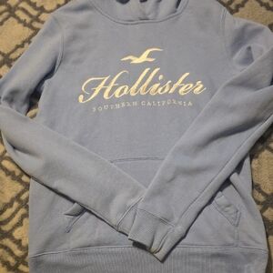 Hollister Embroidered Sky Blue Pullover Hoodie
